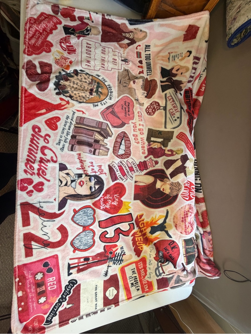 Custom Taylor Swift Eras Tour Albums Fleece Throw Blanket Swifties Red Decor - Picture 3 of 5